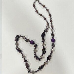 36" Purple/Clear beaded Necklace